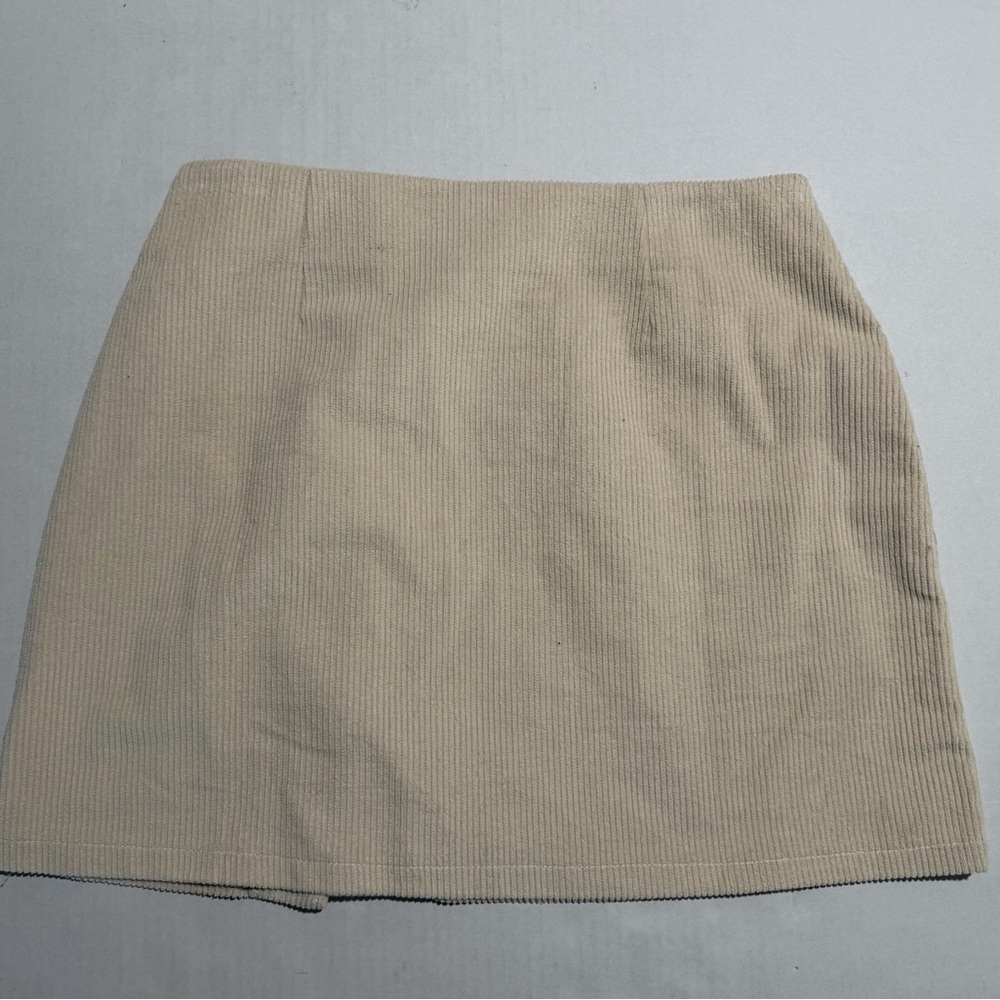 lulus brand beige corduroy skirt with buttons, women's large #1342 - Picture 5 of 5